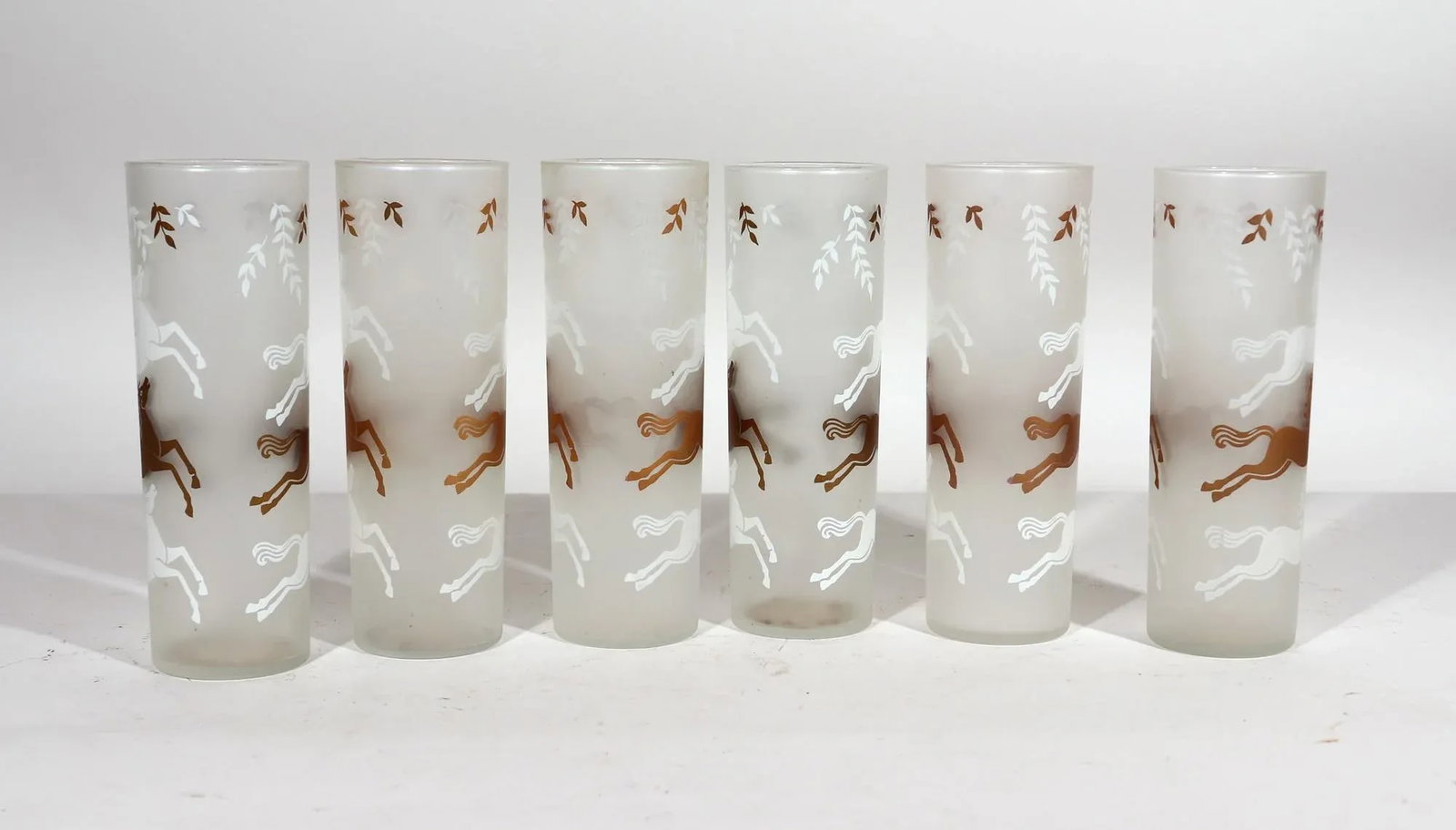 Libbey Cavalcade Galloping Horse Tom Collins Cocktail Glasses- Mid-Century Modern Glasses- Set of Tw - 4