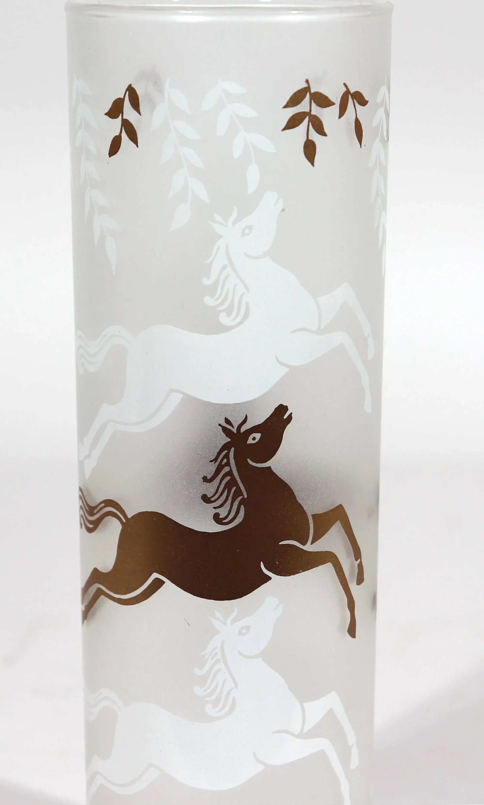 Libbey Cavalcade Galloping Horse Tom Collins Cocktail Glasses- Mid-Century Modern Glasses- Set of Tw - 7