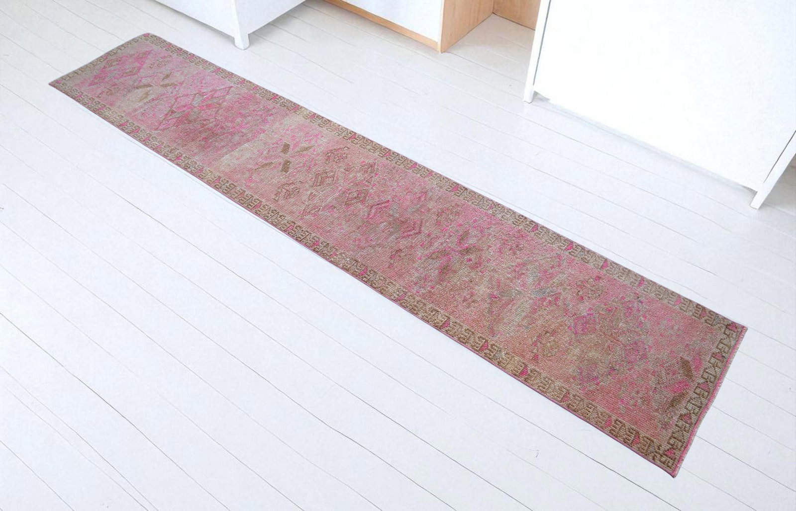 Vintage Turkish Oushak Runner Rug – Hand-Knotted Wool, Corridor Hallway Rug Narrow Hallway - 2