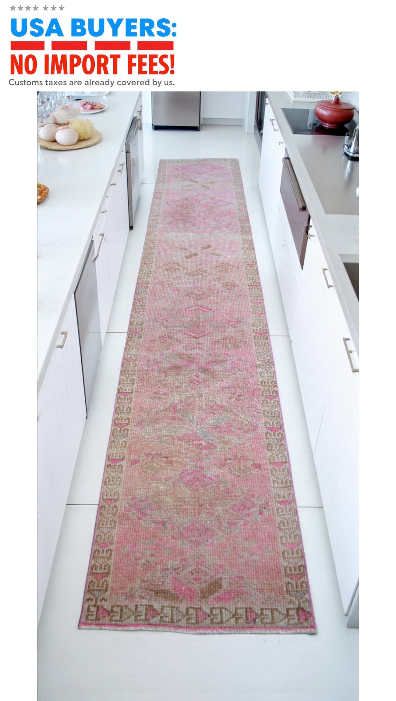 Vintage Turkish Oushak Runner Rug – Hand-Knotted Wool, Corridor Hallway Rug Narrow Hallway - 3