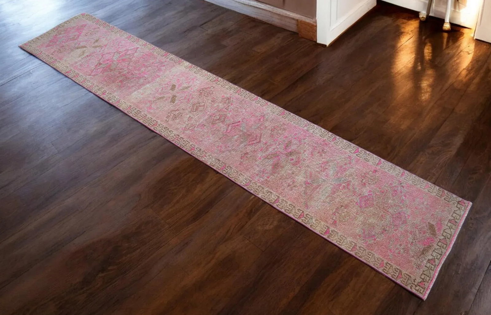 Vintage Turkish Oushak Runner Rug – Hand-Knotted Wool, Corridor Hallway Rug Narrow Hallway - 4