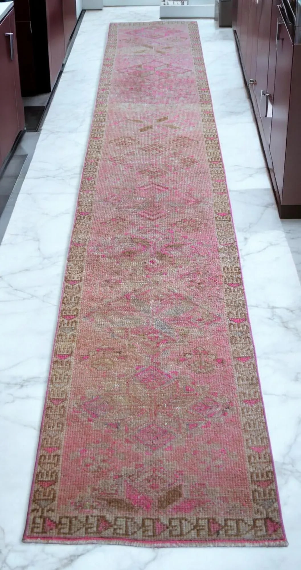 Vintage Turkish Oushak Runner Rug – Hand-Knotted Wool, Corridor Hallway Rug Narrow Hallway - 5