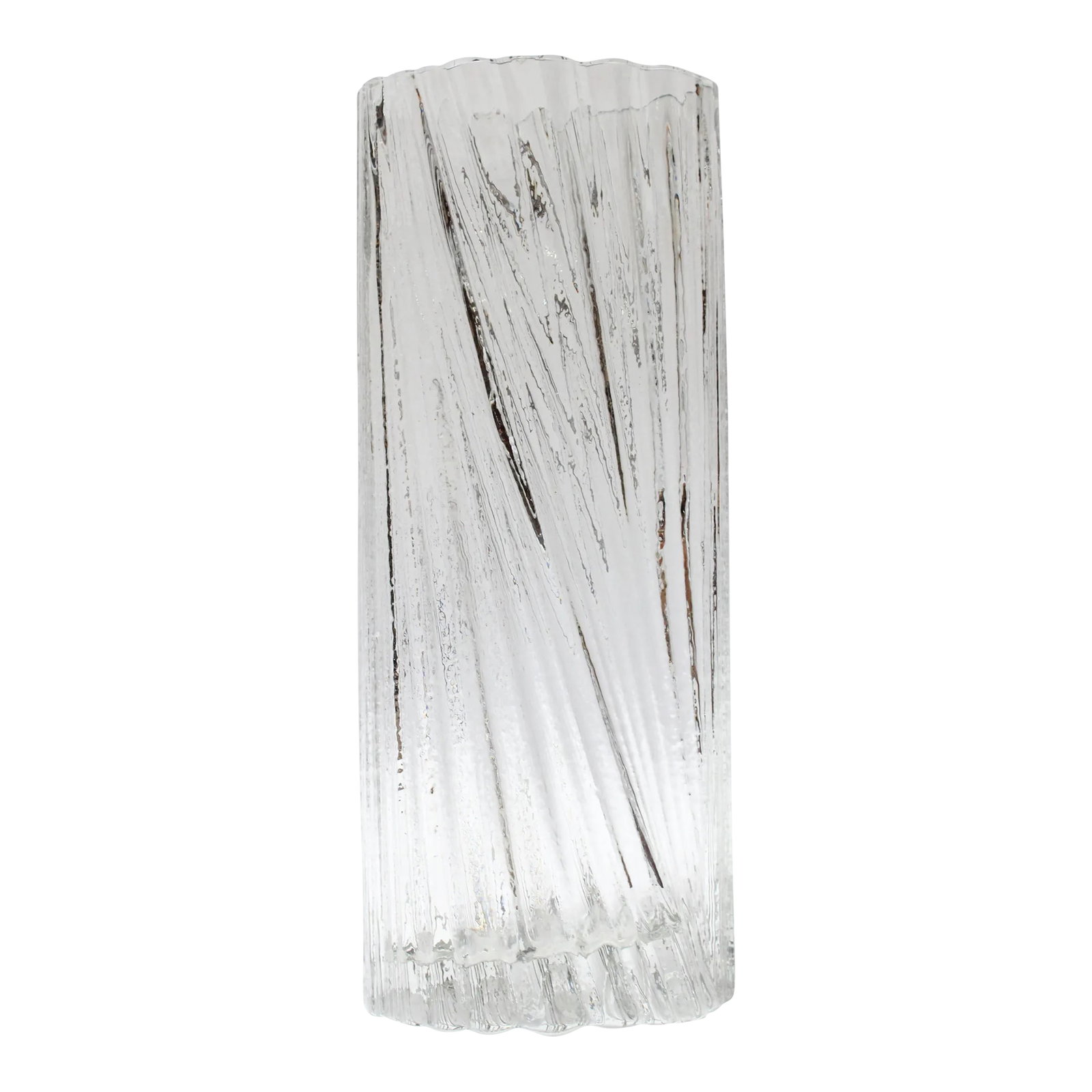 Large Mid-Century Modern Glass Vase by Tapio Wirkkala: Impressive, statuesque glass vase by Finnish designer, Tapio Wirkkala, for Rosenthal Studio-Line of Germany. Composed of thick glass sculpted to look like ice. Largest example manufactured (scarcely s