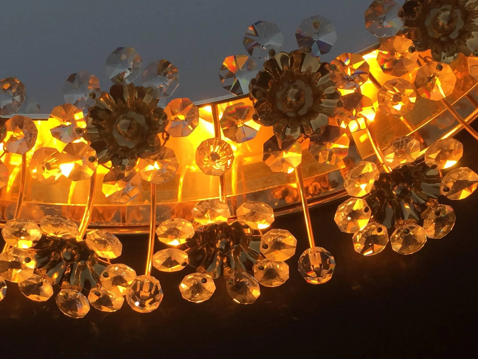 1980s Illuminated Mirror with Crystal Flowers by Palwa - 3