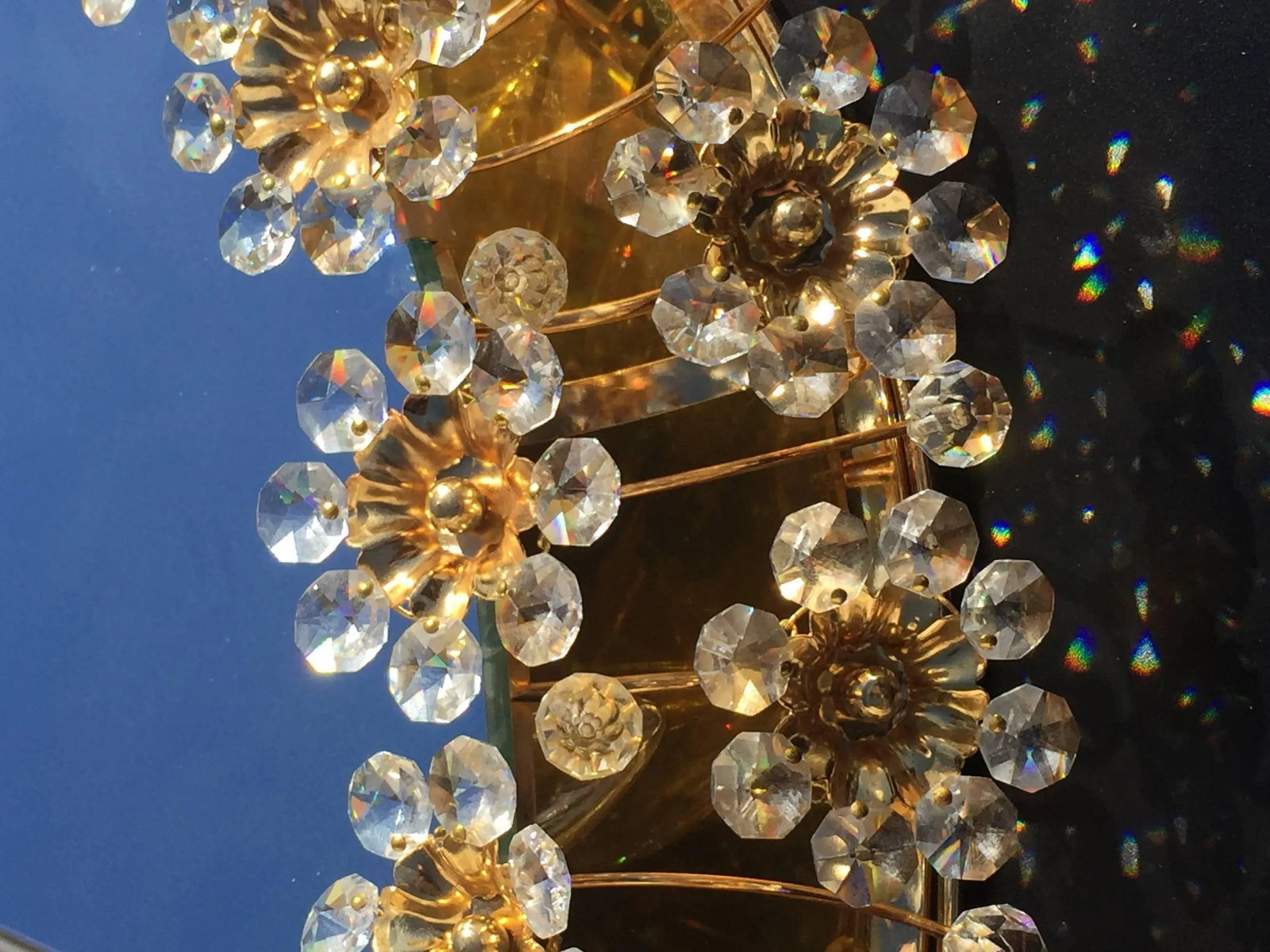 1980s Illuminated Mirror with Crystal Flowers by Palwa - 7