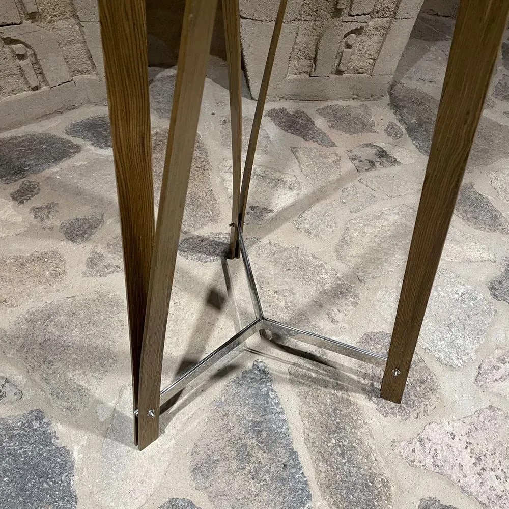 Freestanding Post-Modern Coat Rack Bent Plywood & Chrome Steel Tripod - 4