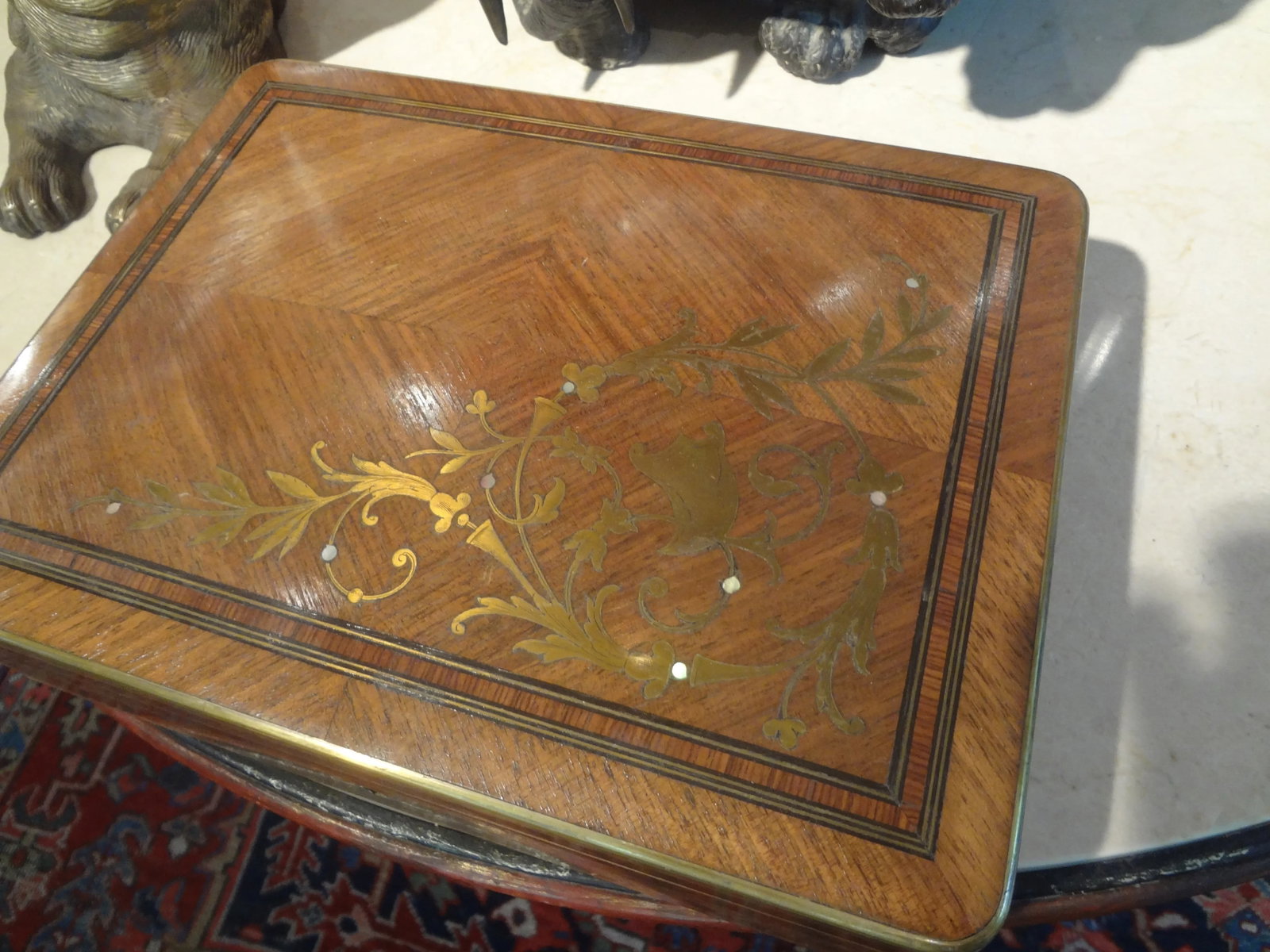 19th Century Brass Inlaid Walnut Box - 10