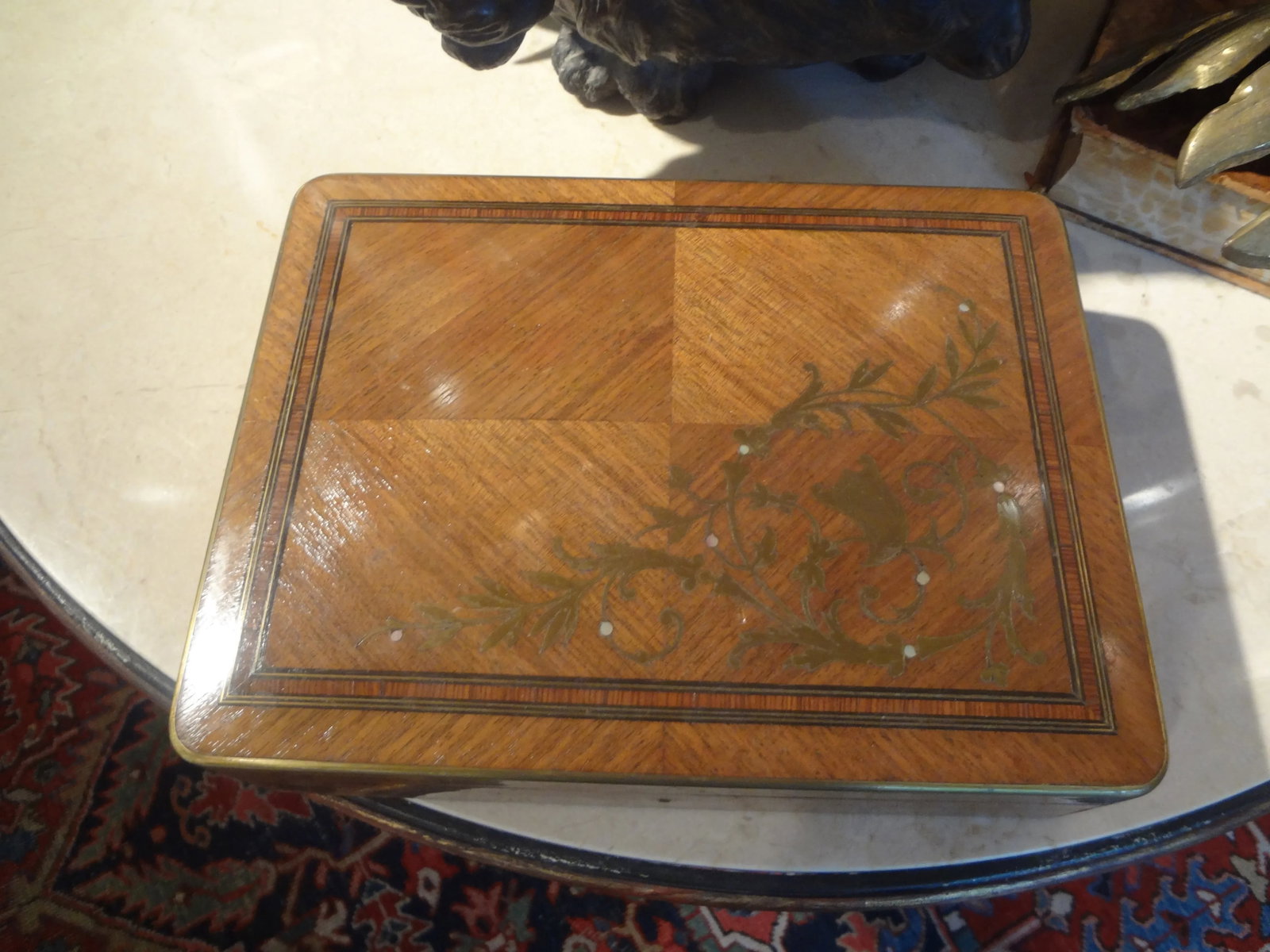 19th Century Brass Inlaid Walnut Box - 11
