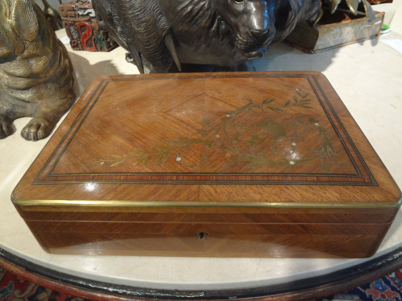 19th Century Brass Inlaid Walnut Box - 3