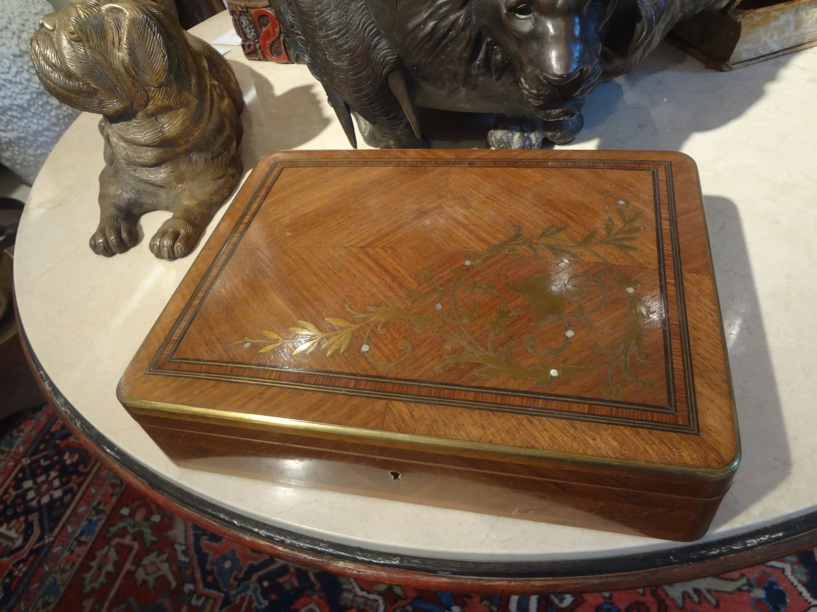 19th Century Brass Inlaid Walnut Box - 4
