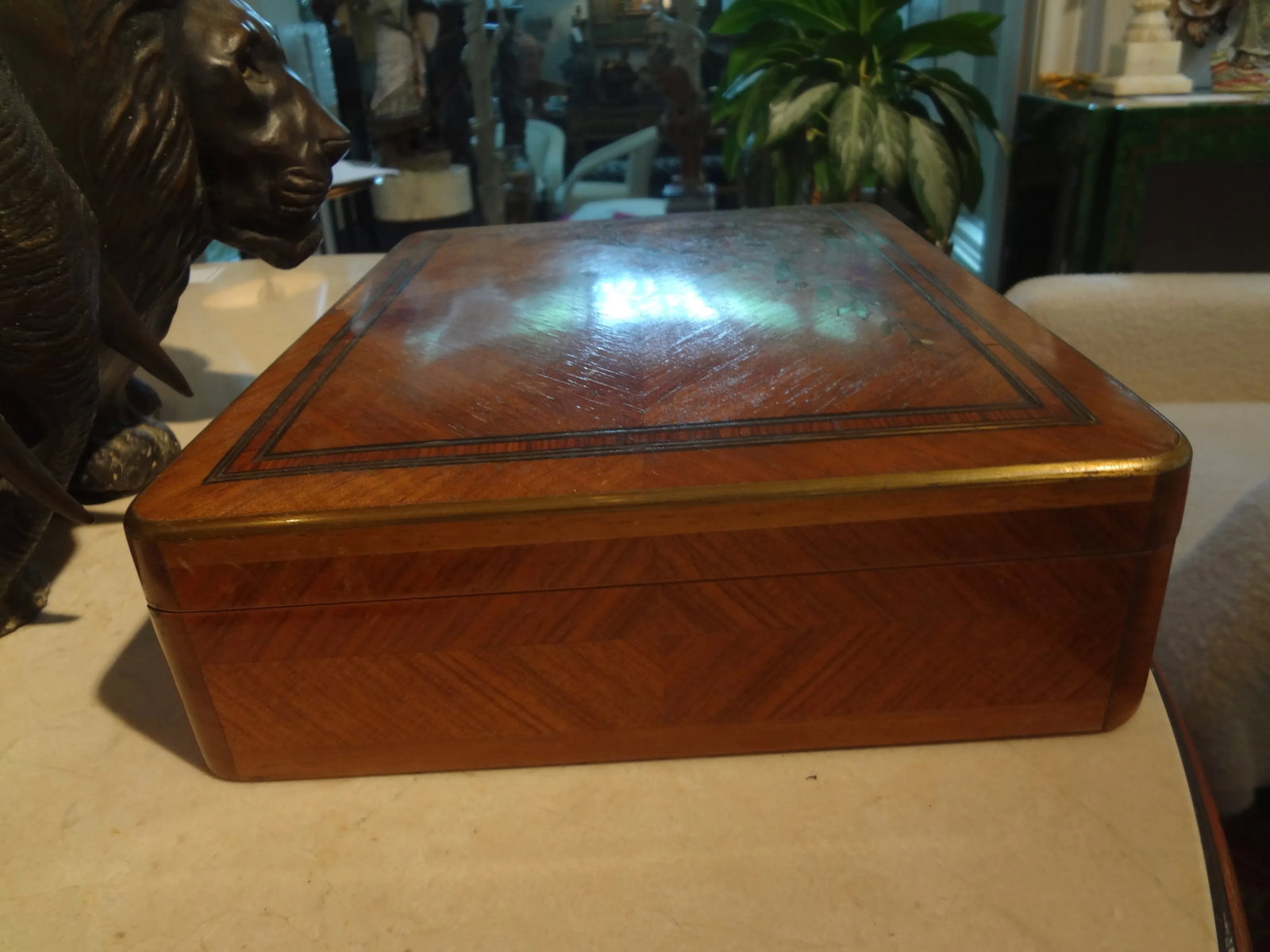 19th Century Brass Inlaid Walnut Box - 5