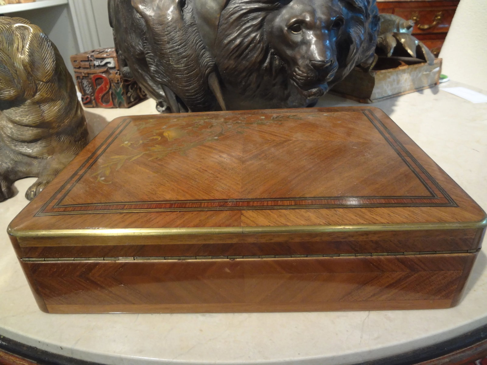 19th Century Brass Inlaid Walnut Box - 6