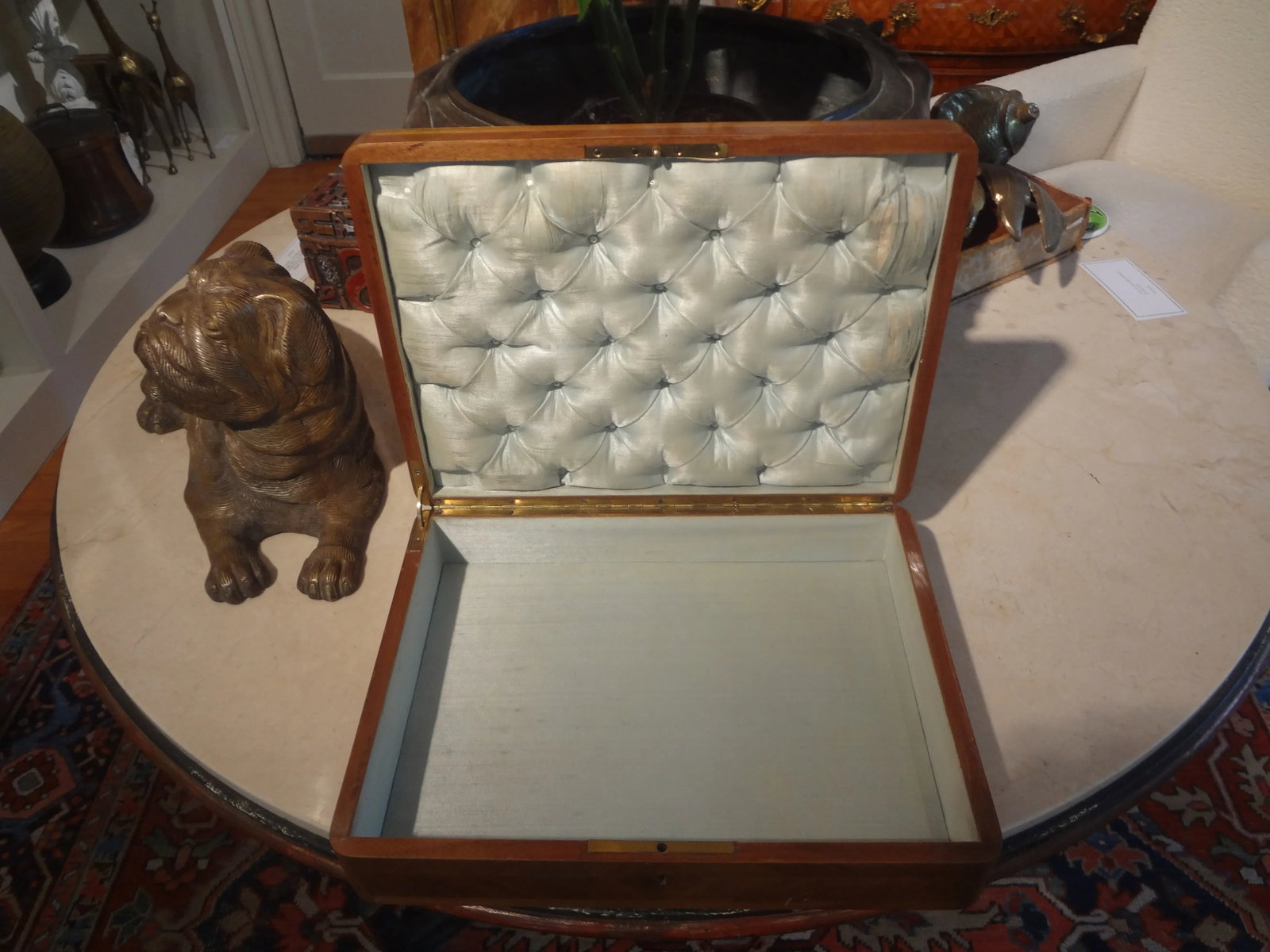 19th Century Brass Inlaid Walnut Box - 7