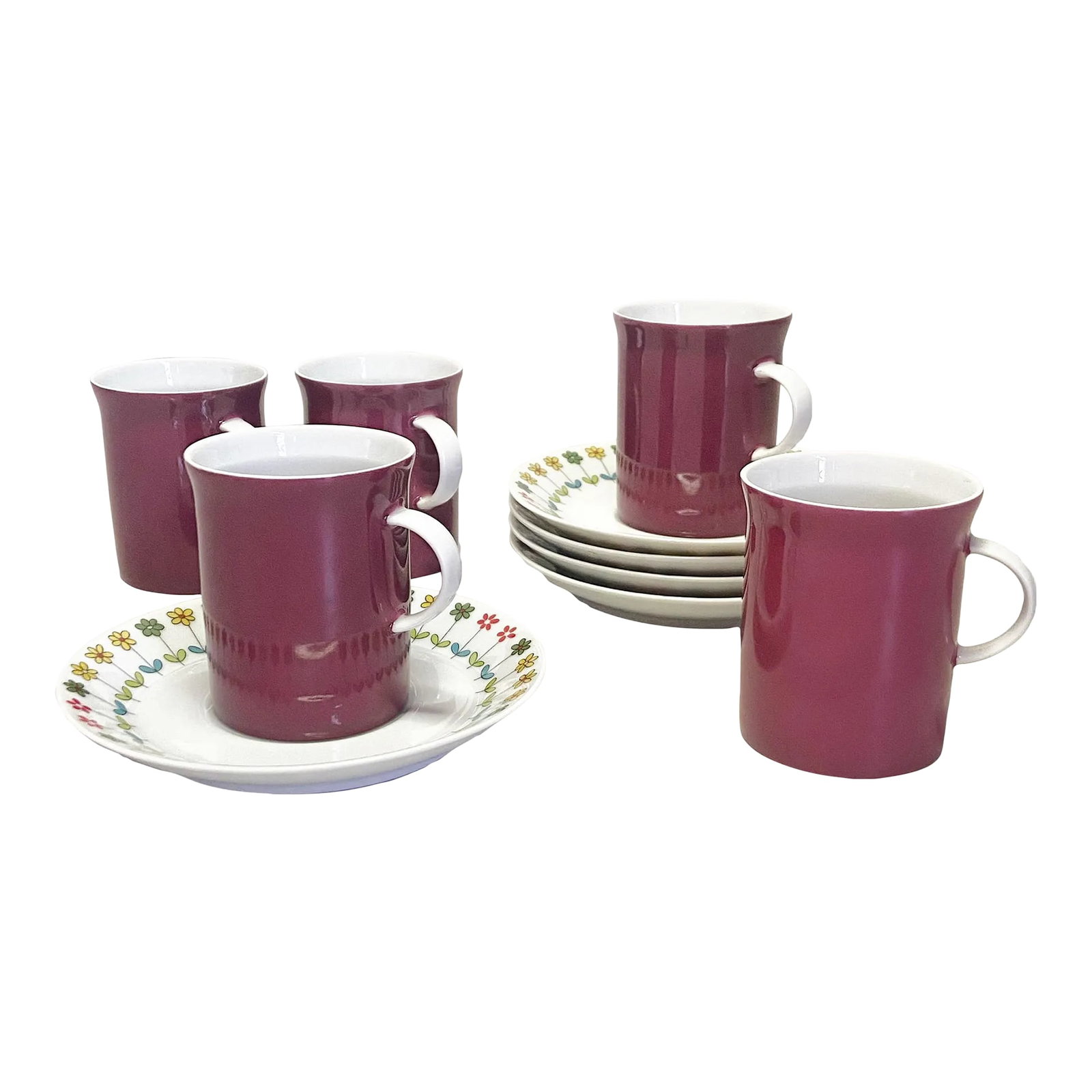 1960s Secunda Purple Tea Cups by Hans Theo Baumann With Piemonte Saucers by Emilio Pucci for Rosenth (1 of 8)