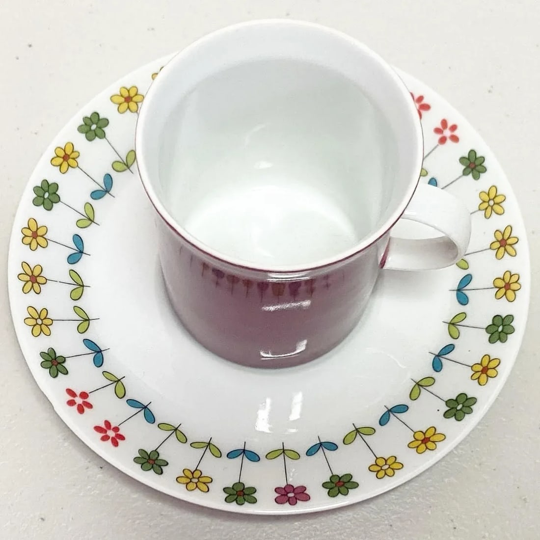 1960s Secunda Purple Tea Cups by Hans Theo Baumann With Piemonte Saucers by Emilio Pucci for Rosenth - 3