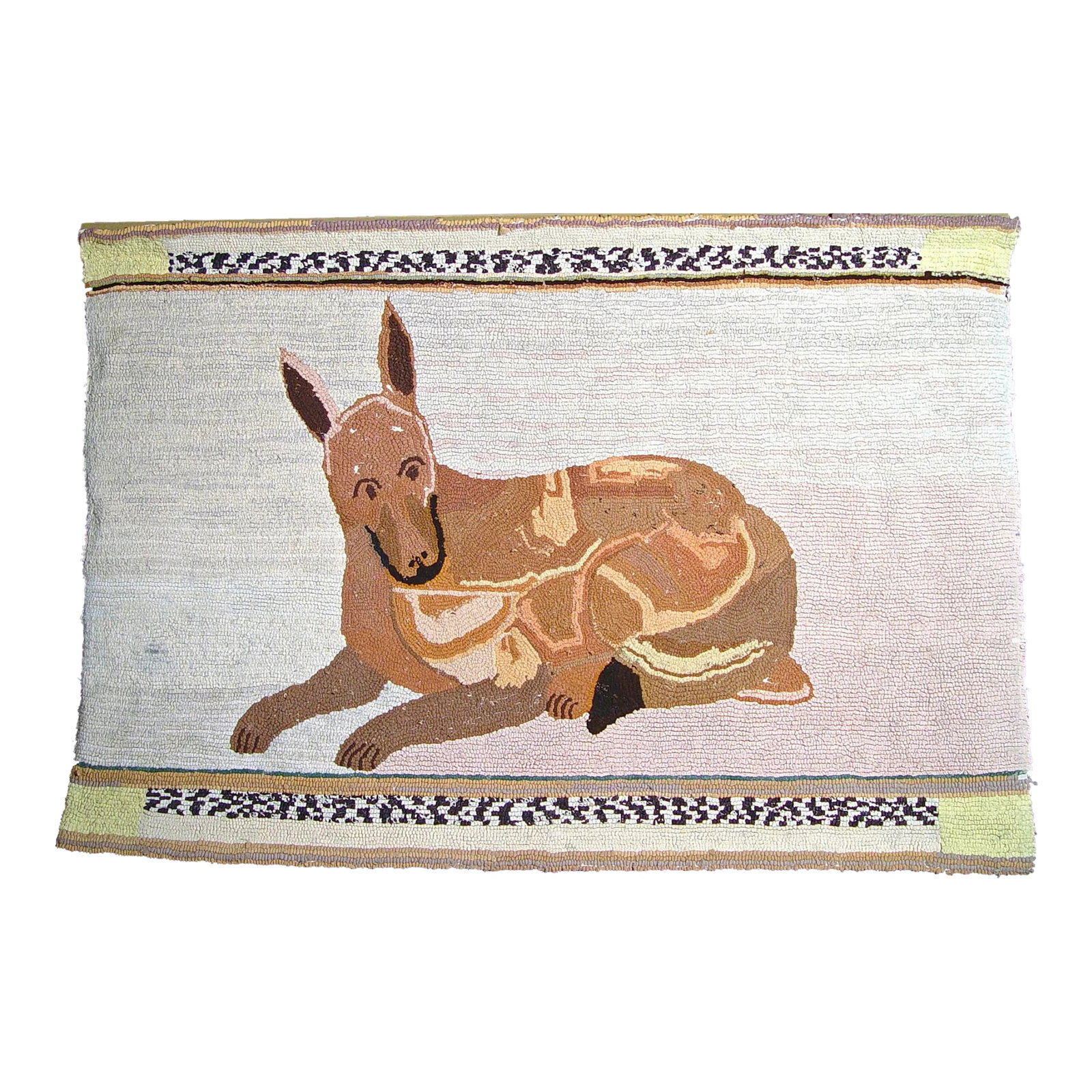 American Folk Art Hooked Rug Decorated With a Dog (1 of 6)