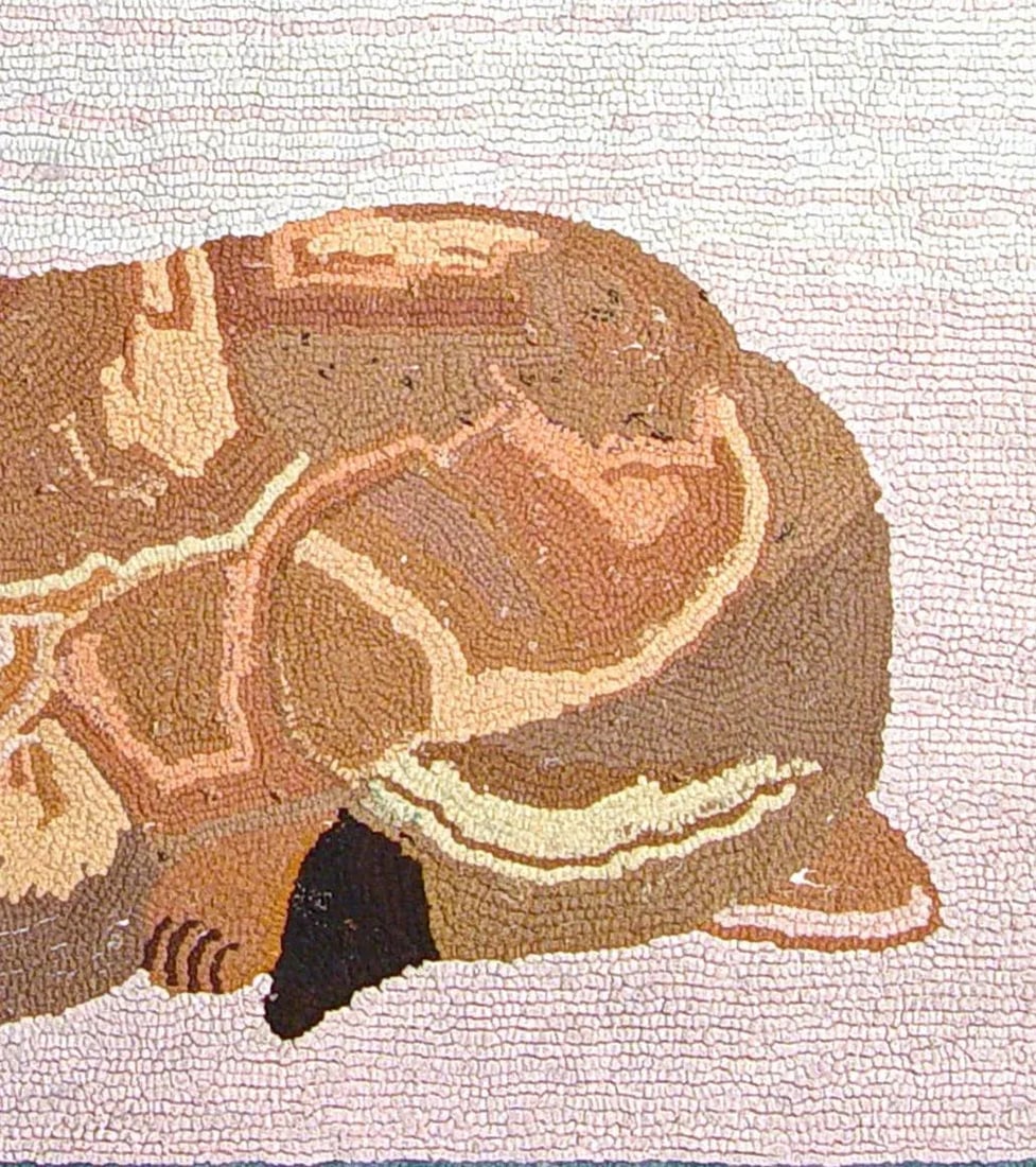 American Folk Art Hooked Rug Decorated With a Dog - 2