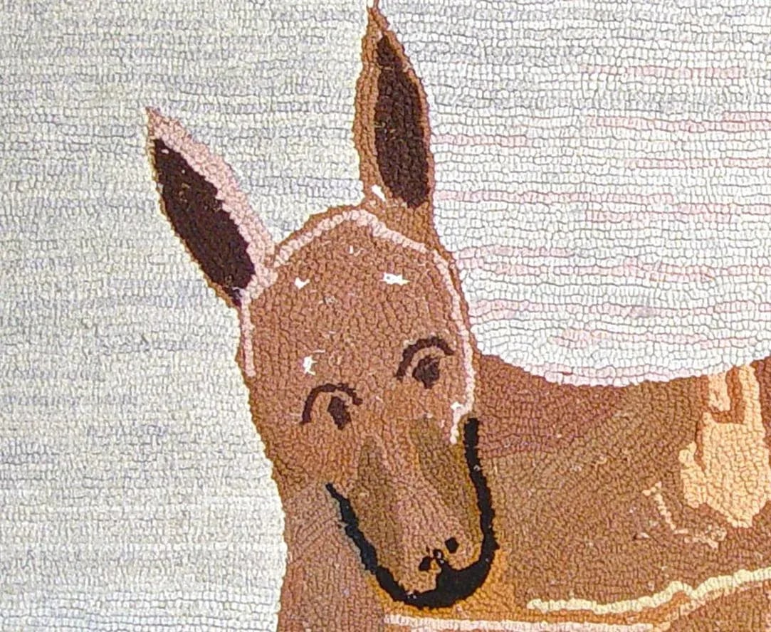 American Folk Art Hooked Rug Decorated With a Dog - 3