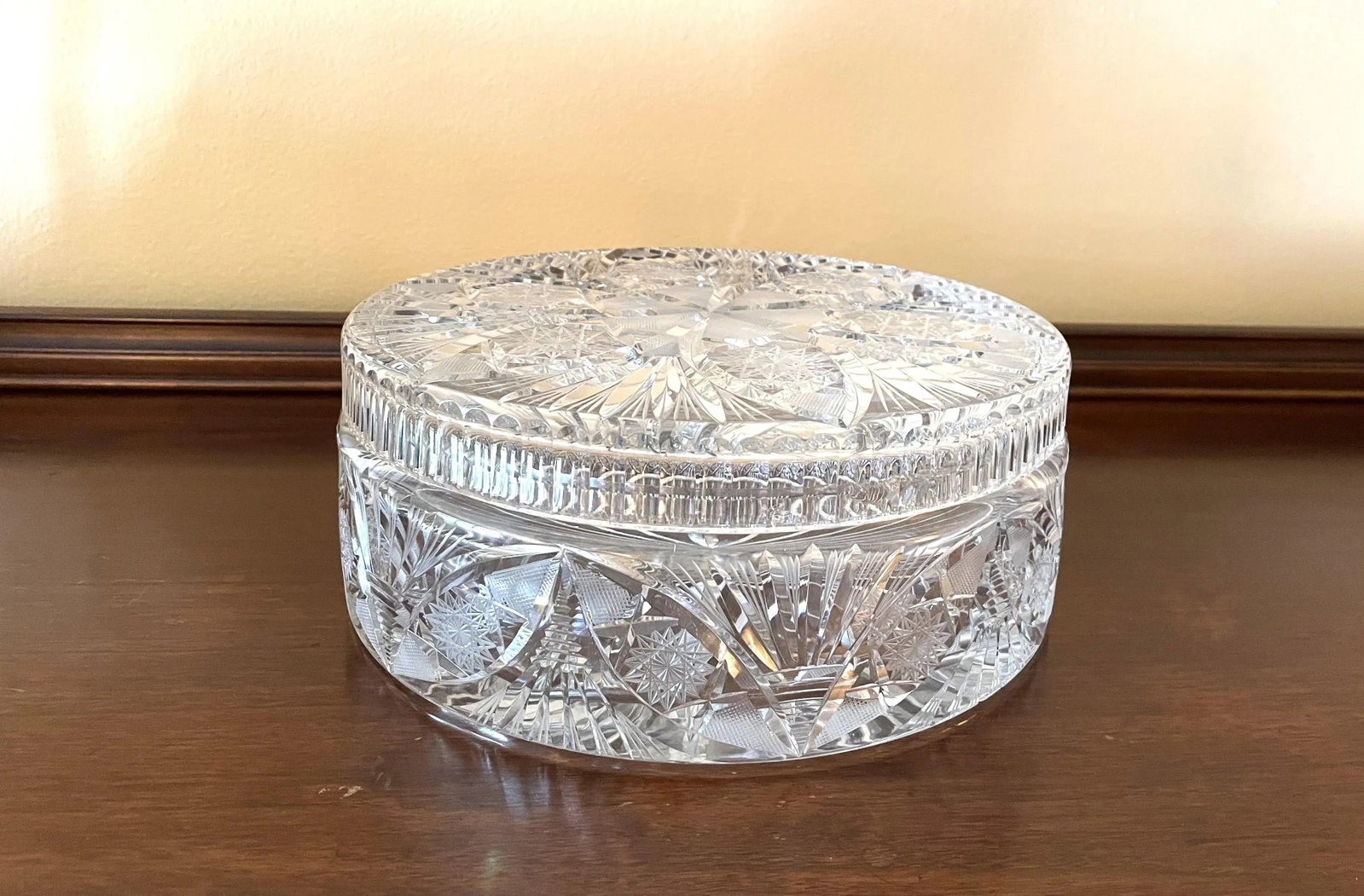 1950s Mid-Century Waterford Large Leaded Crystal Decorative Centerpiece Container With Lid - 2