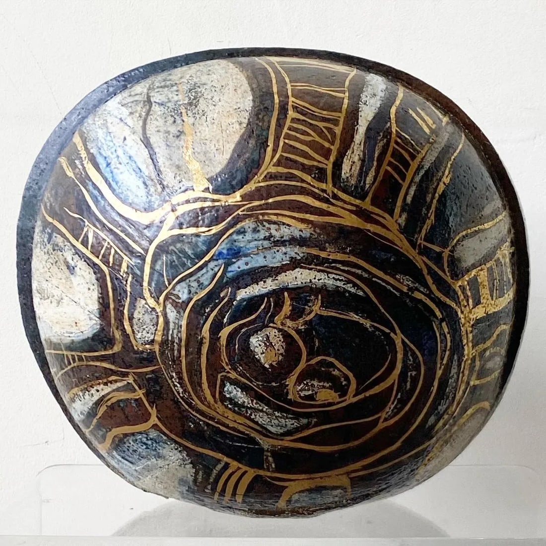 Mid Century Modern Brown Spherical Danish Pottery Vase - 2