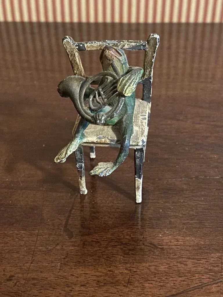 Late 19th Century Cold Painted Bronze Frog Musicians, Austrian - Set of 3 - 10