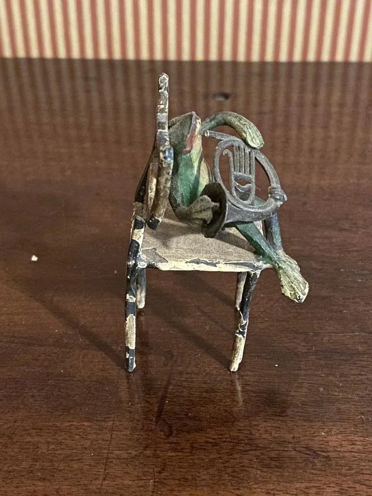 Late 19th Century Cold Painted Bronze Frog Musicians, Austrian - Set of 3 - 11