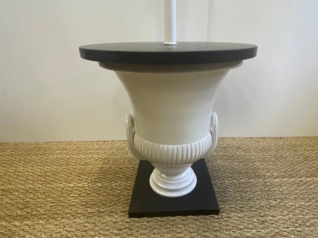 Pair of Dorothy Draper Style Urn Base Floor Lamp Side Tables - 5