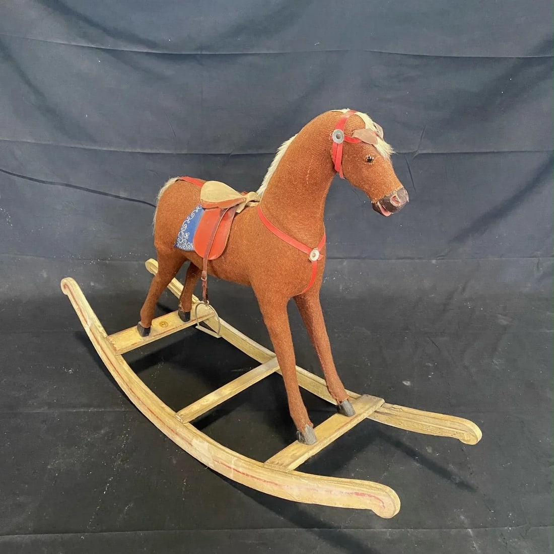 Folk Art British 19th Century Rocking Horse With Glass Eyes - 13