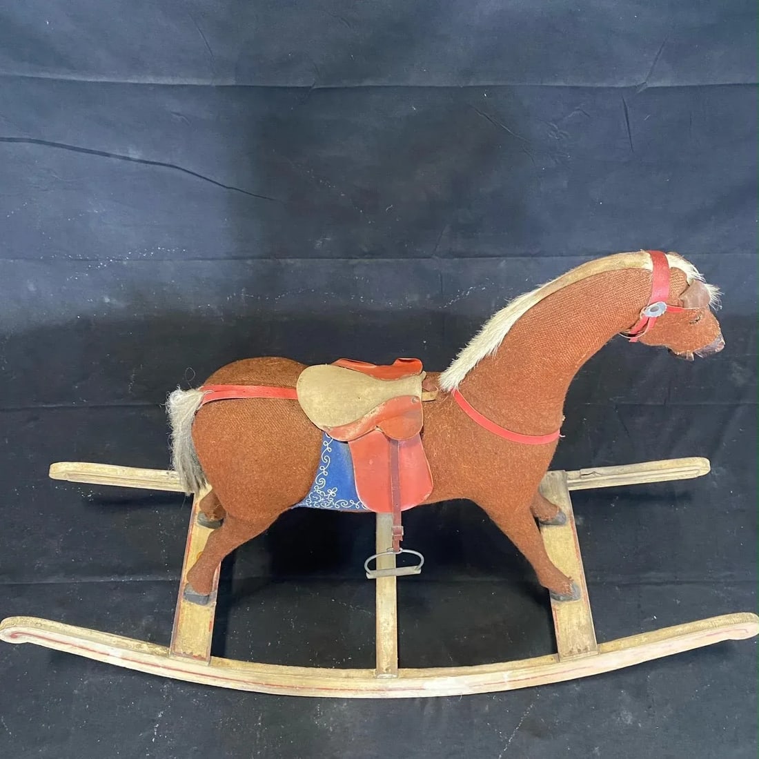 Folk Art British 19th Century Rocking Horse With Glass Eyes - 3