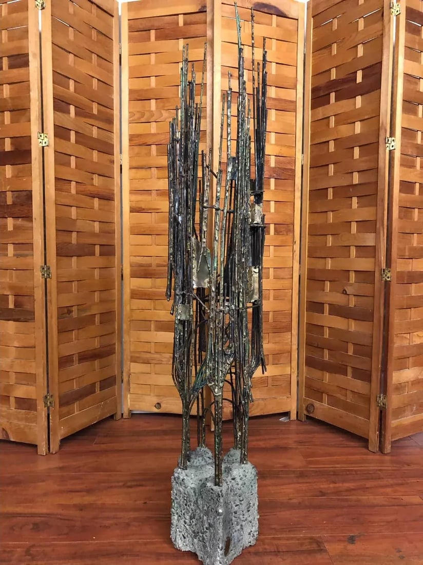 1970 Brutalist Metal Floor Sculpture in Concrete - Signed R. E. Sereda - 13