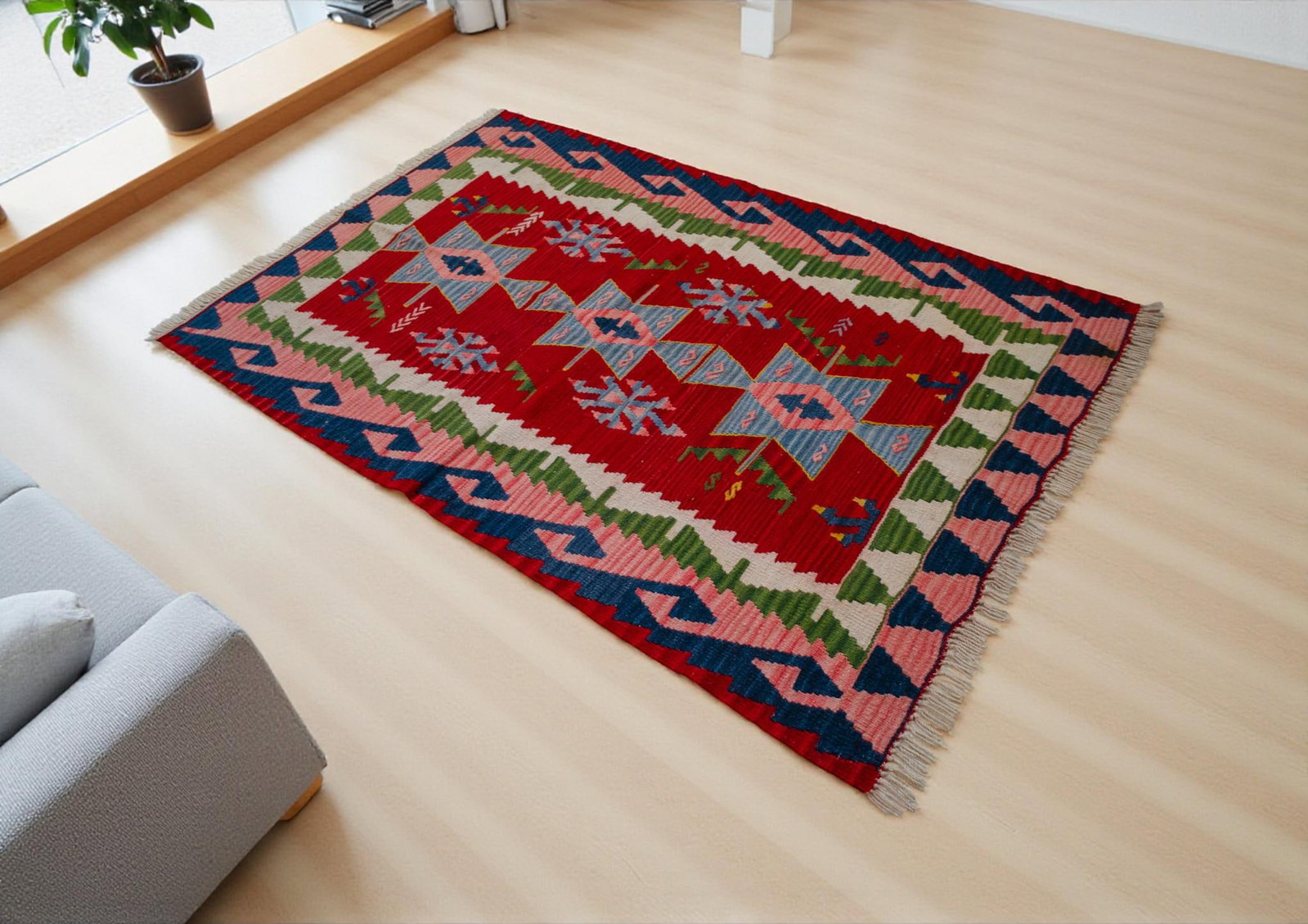 1980s Hand Woven Kilim Turkish Flat Weave Area Rug - 3"²7"³ × 5"²7"³ - 2