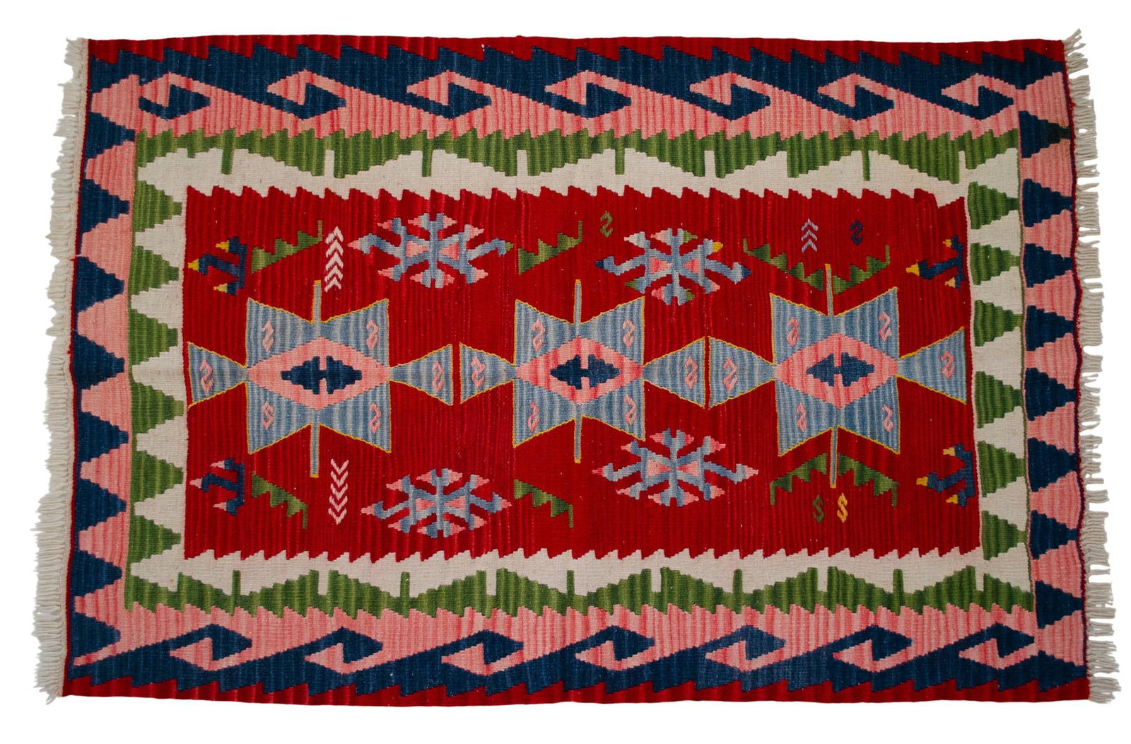 1980s Hand Woven Kilim Turkish Flat Weave Area Rug - 3"²7"³ × 5"²7"³ - 5