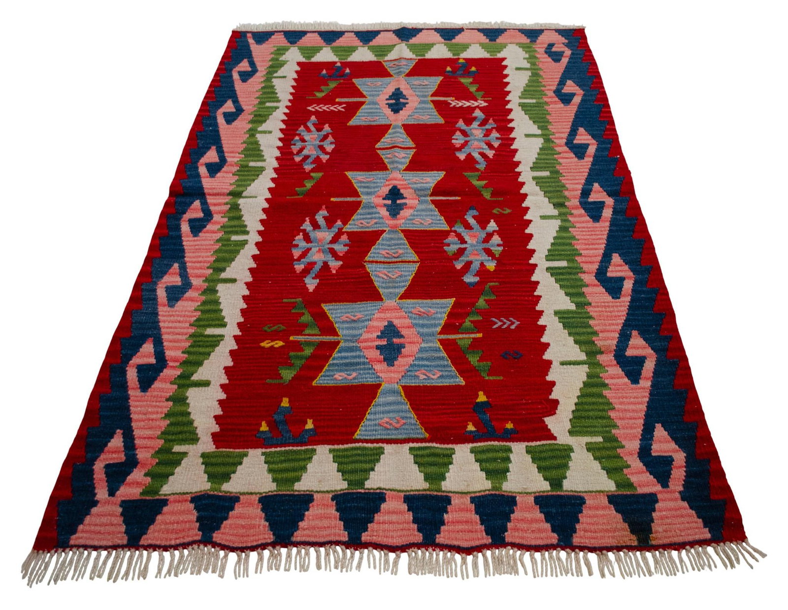 1980s Hand Woven Kilim Turkish Flat Weave Area Rug - 3"²7"³ × 5"²7"³ - 7
