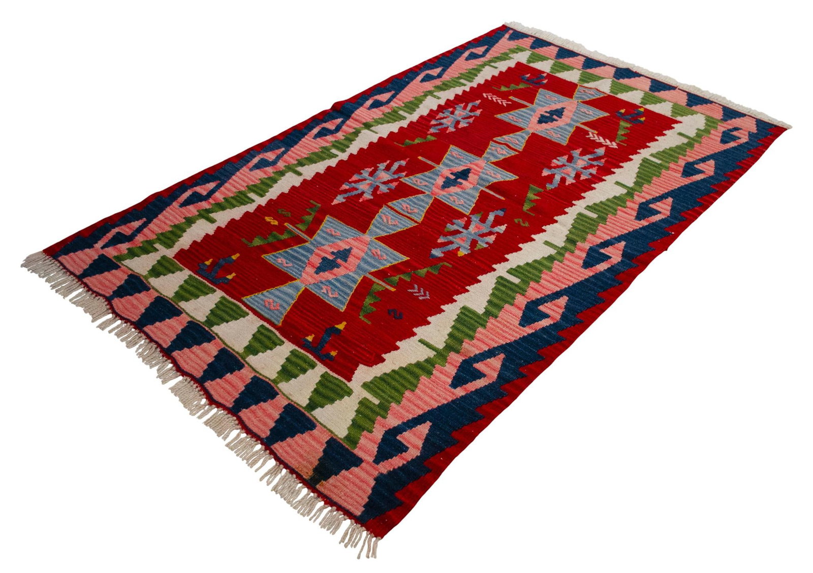 1980s Hand Woven Kilim Turkish Flat Weave Area Rug - 3"²7"³ × 5"²7"³ - 8