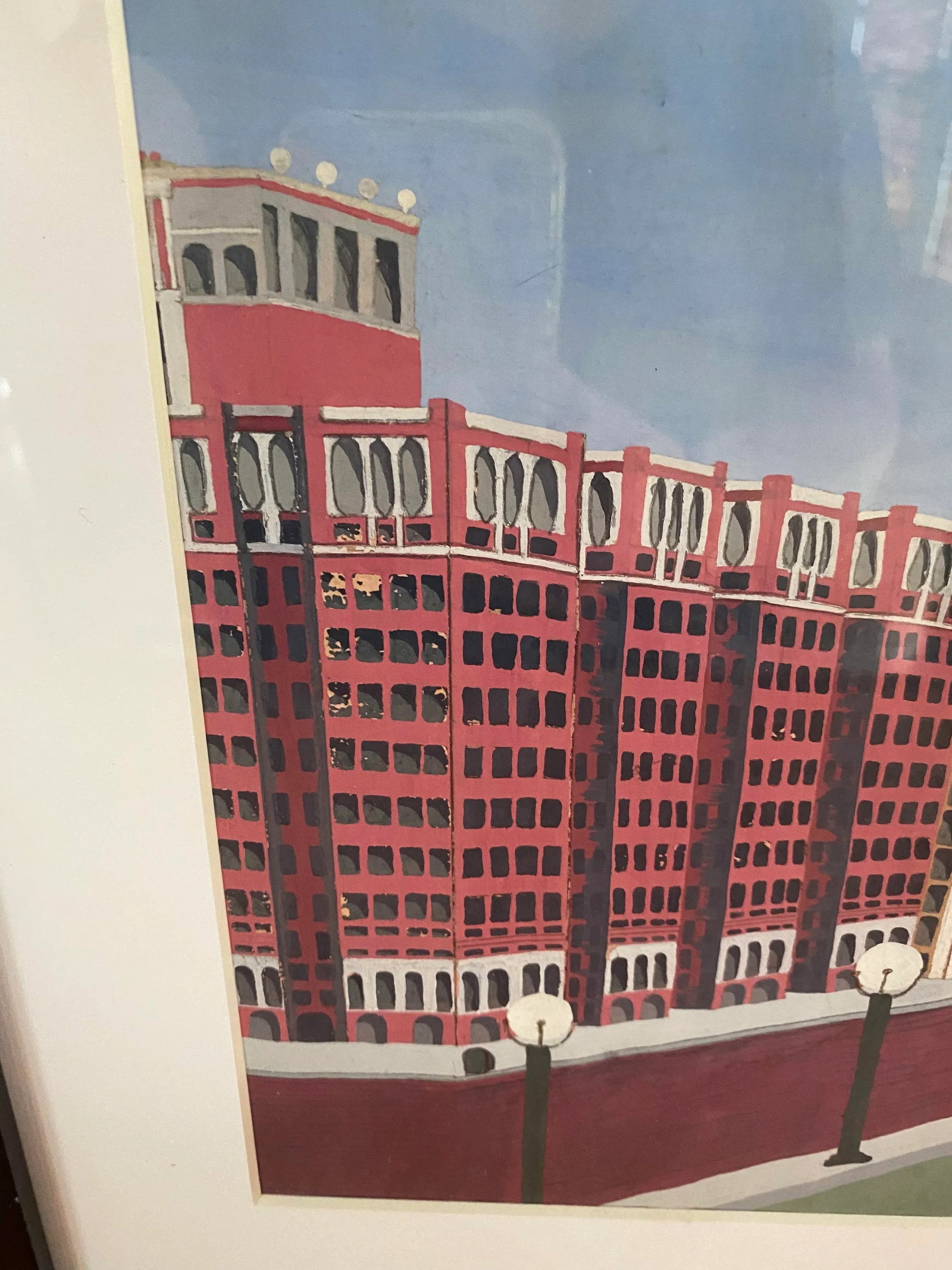 Vintage Architectural Streetscape Rendering – Framed Original Artwork - 3