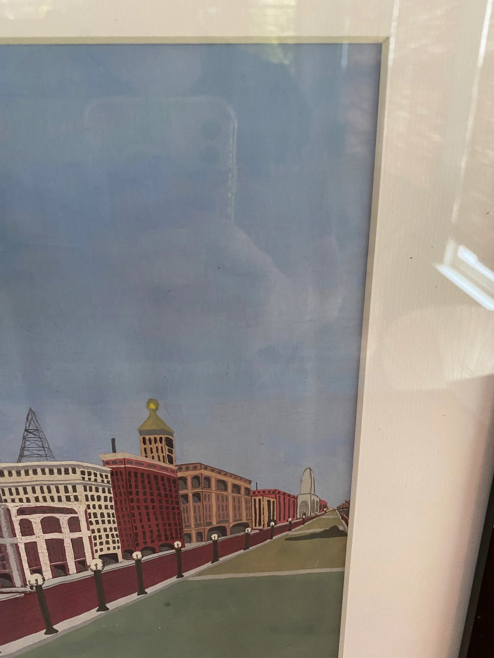 Vintage Architectural Streetscape Rendering – Framed Original Artwork - 5