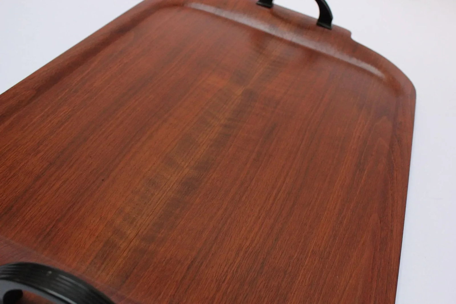 Large Mid-Century Modern Walnut Tray With Bakelite Handles by Faberware - 7