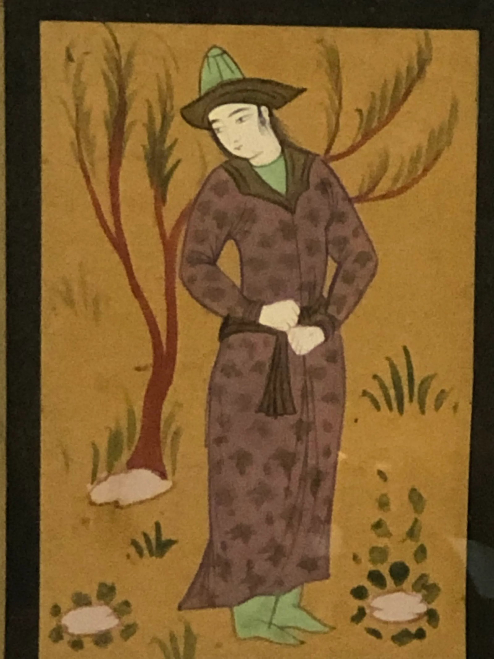 Noble Thoughts in the Quiet Wild - Antique Persian Watercolor Painting - 2