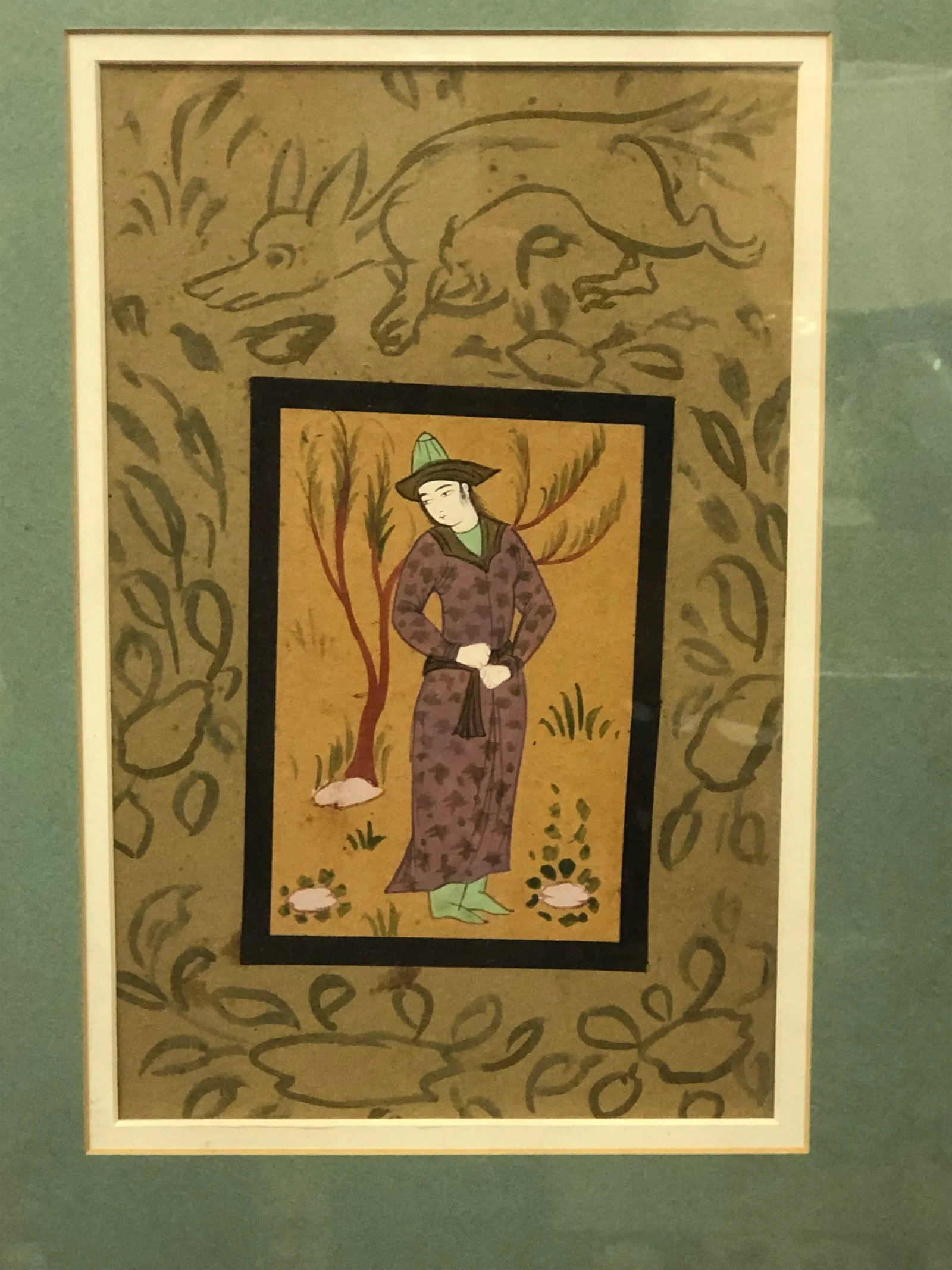 Noble Thoughts in the Quiet Wild - Antique Persian Watercolor Painting - 3