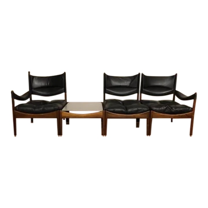 Kristian Solmer Vedel for SÃ¸ren Willadsen MÃ¸belfabrik Four-Piece Modular: Kristian Solmer Vedel for SÃ¸ren Willadsen MÃ¸belfabrik four-piece modular seating set. The frames are Brazilian rosewood, which is contrasted nicely with black leather. There are