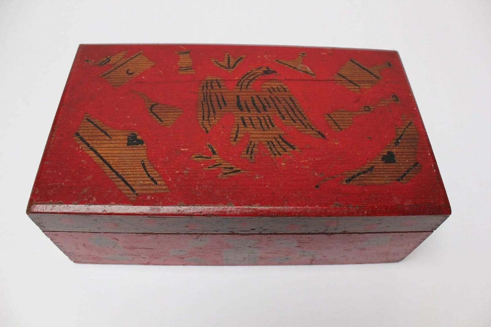 Early 20th Century Folk Art "American Eagle" Silhouette Decorative Box - 13