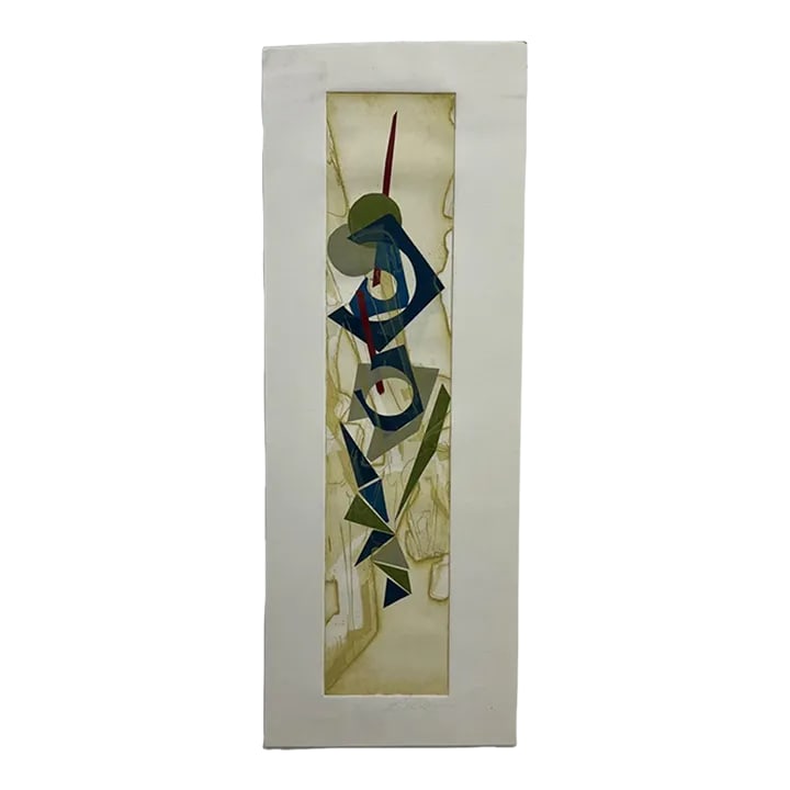 1990s Abstract Modern Signed Color Artwork on Paper: AMBIANIC presents Modern Abstract Art Signed artwork on Paper Preowned vintage condition art. See images please 8 x 22 art 4 x 19 Condition: Alterations: Original Condition Unaltered Imperfections: