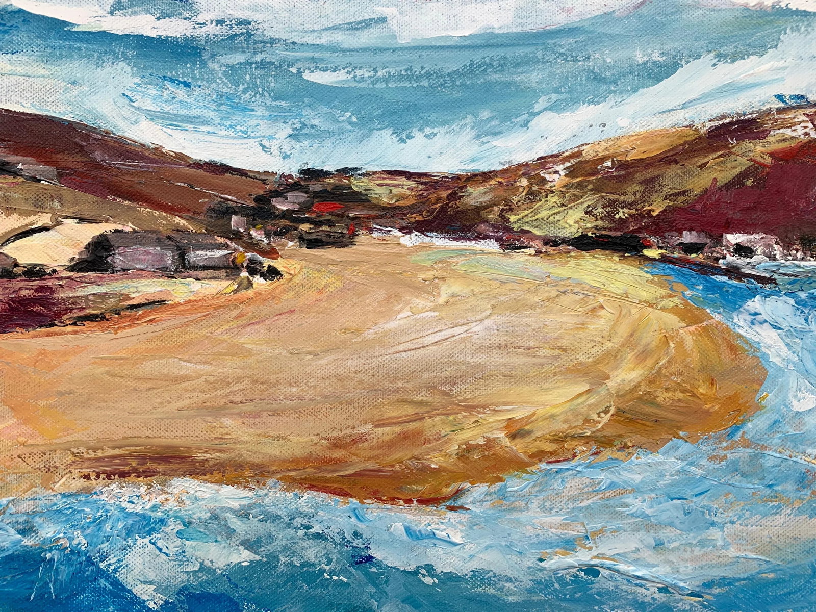 Impressionistic Seascape Beach Landscape Painting Unique Original Art by Contemporary British Artist - 10