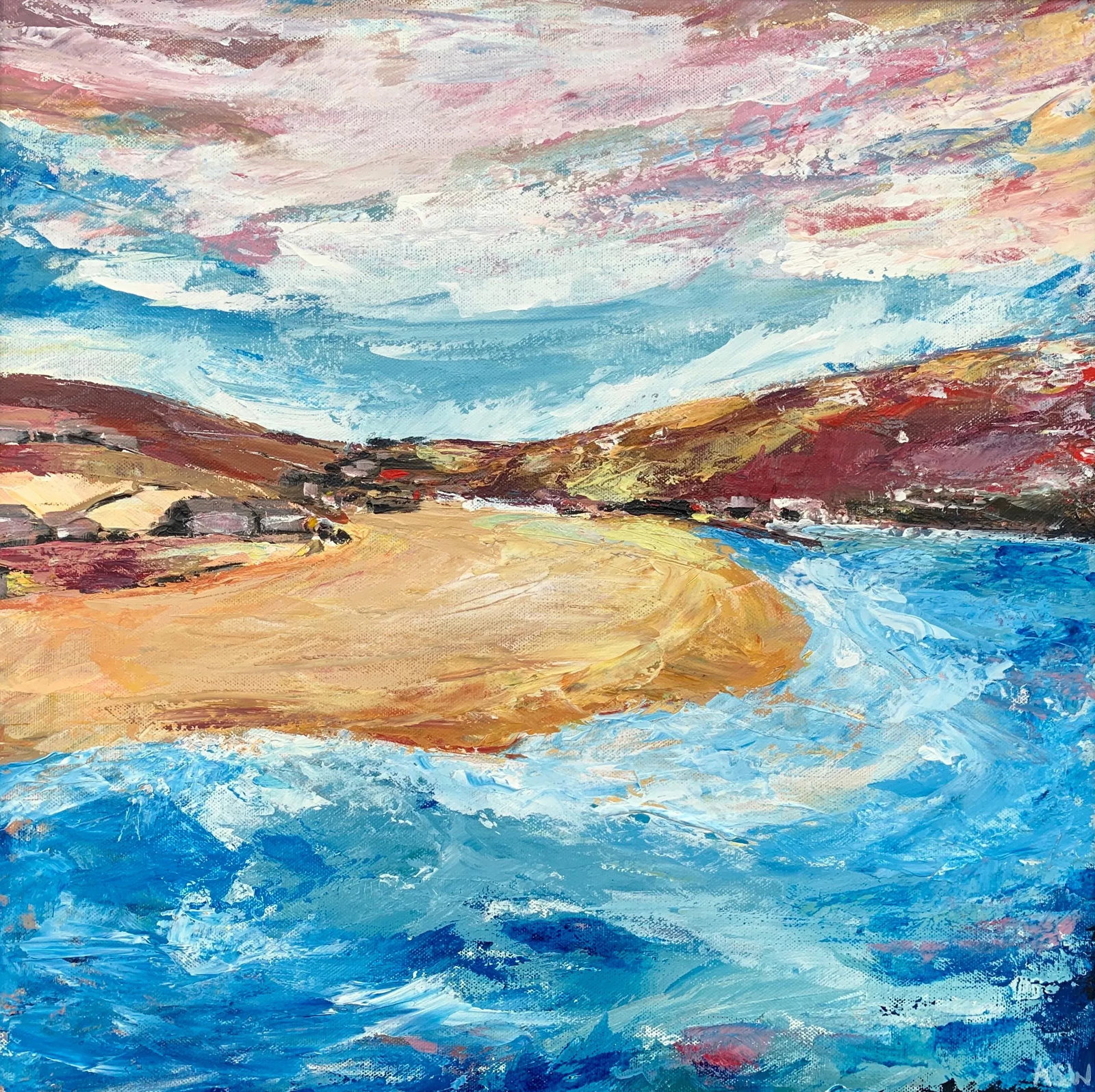 Impressionistic Seascape Beach Landscape Painting Unique Original Art by Contemporary British Artist - 5