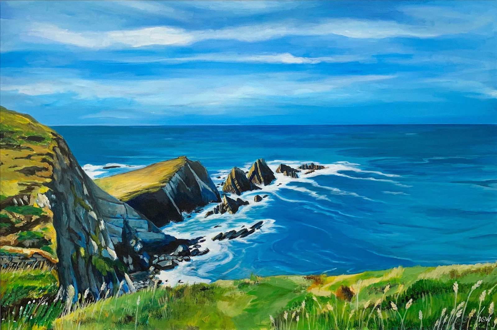 Seascape Landscape Painting of Hartland Point in Devon England by Contemporary British Artist - 7
