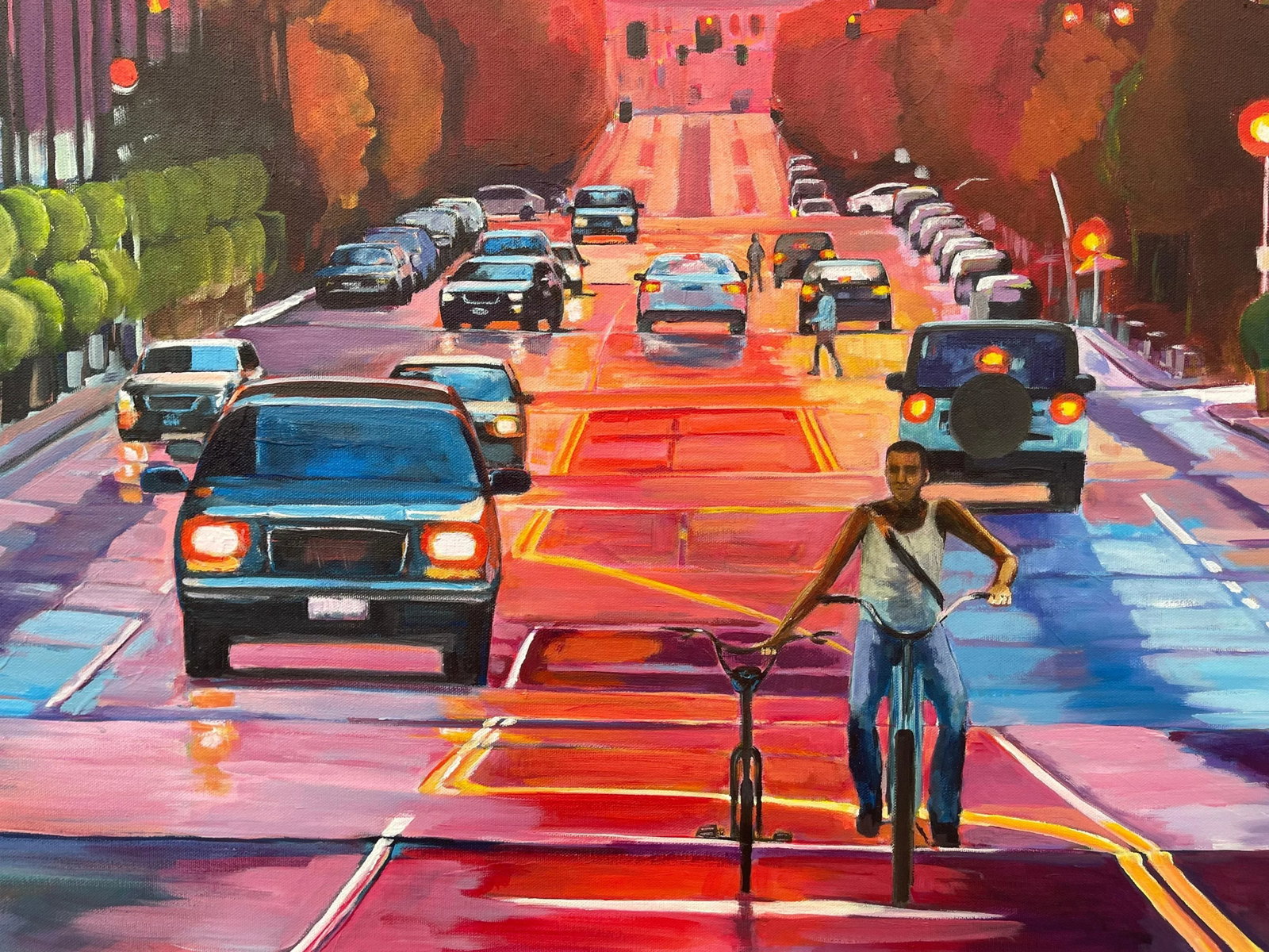 Sunset at Washington Avenue Historic District - Unique Original Art by Contemporary British Artist, - 10