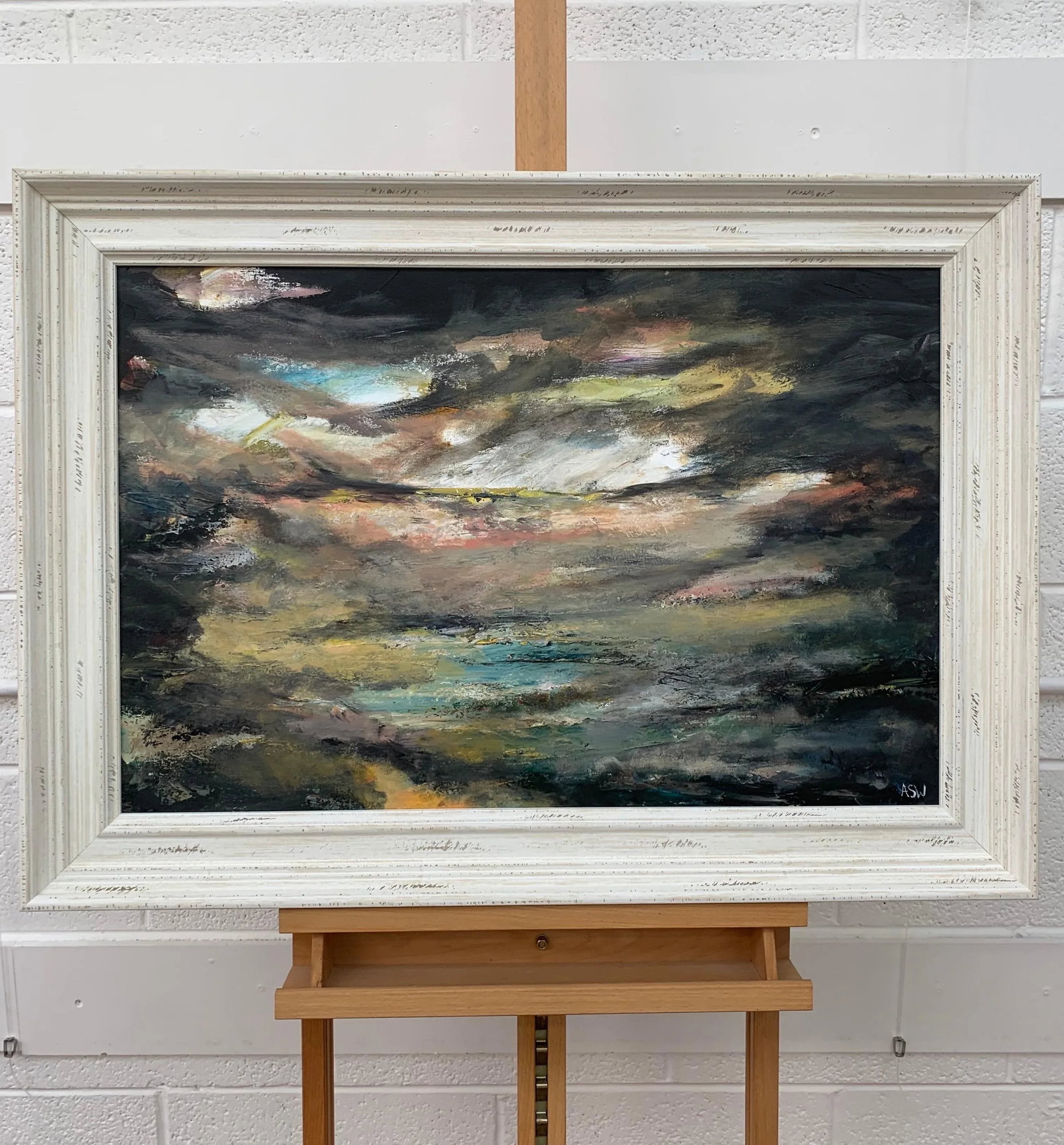 Dark Atmospheric Abstract Landscape Painting by Contemporary British Artist - 10
