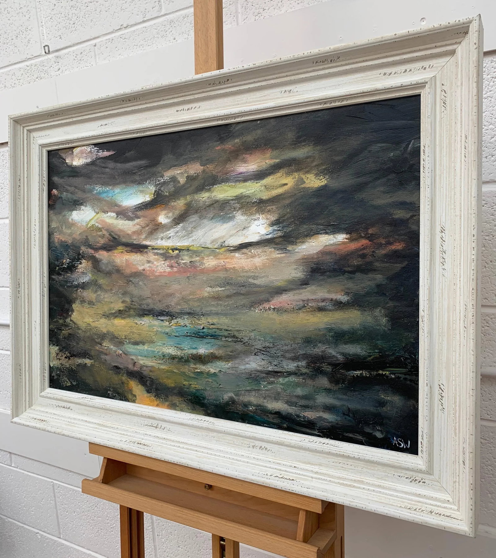 Dark Atmospheric Abstract Landscape Painting by Contemporary British Artist - 11