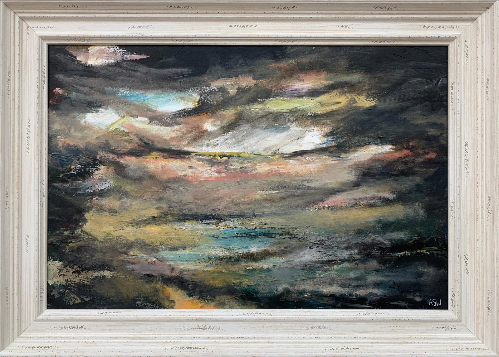Dark Atmospheric Abstract Landscape Painting by Contemporary British Artist - 13