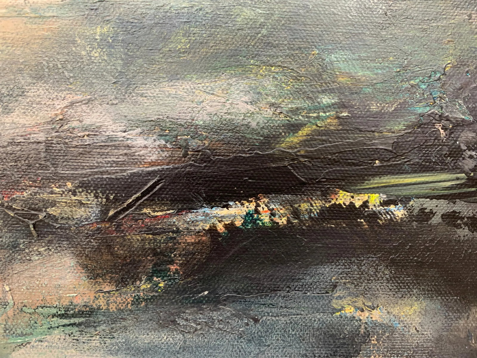 Dark Atmospheric Abstract Landscape Painting by Contemporary British Artist - 4